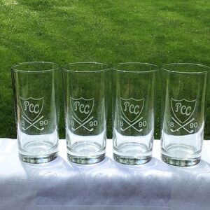 Plainfield Country Club Bar Drinking Glasses 4 Swag Golf Course New Jersey Set‎